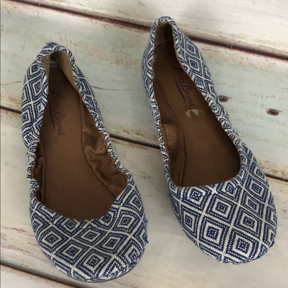 Lucky Brand Shoes - Lucky Brand Flats Erin Canvas Blue Geometric Print Lucky Brand Shoes - Lucky Brand Flats Erin Canvas Blue Geometric Print